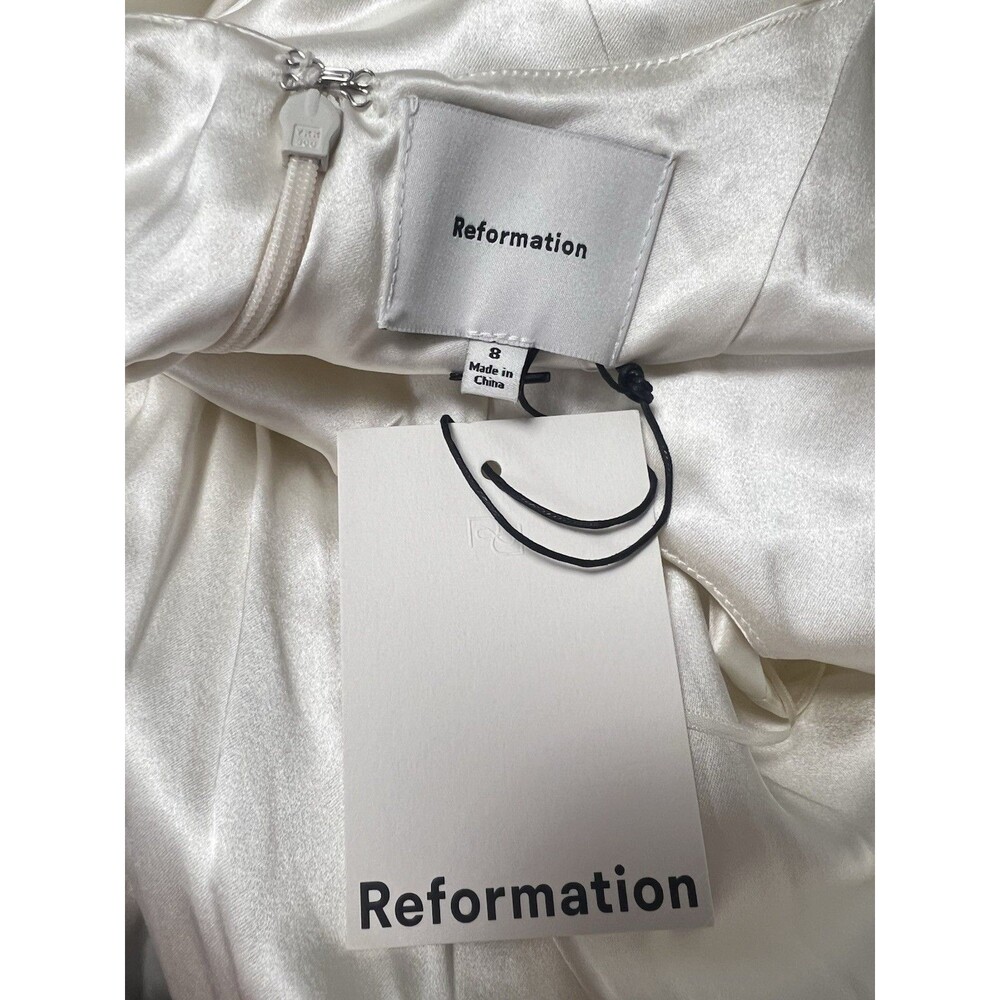 Reformation Liz Silk Dress Ivory White Wedding Bridal Gown Maxi Size 8 NEW - Picture 10 of 14